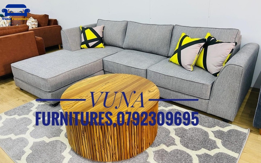 6-Seater Slope-Arm L-Shaped Sofa Set With Spring Cushions