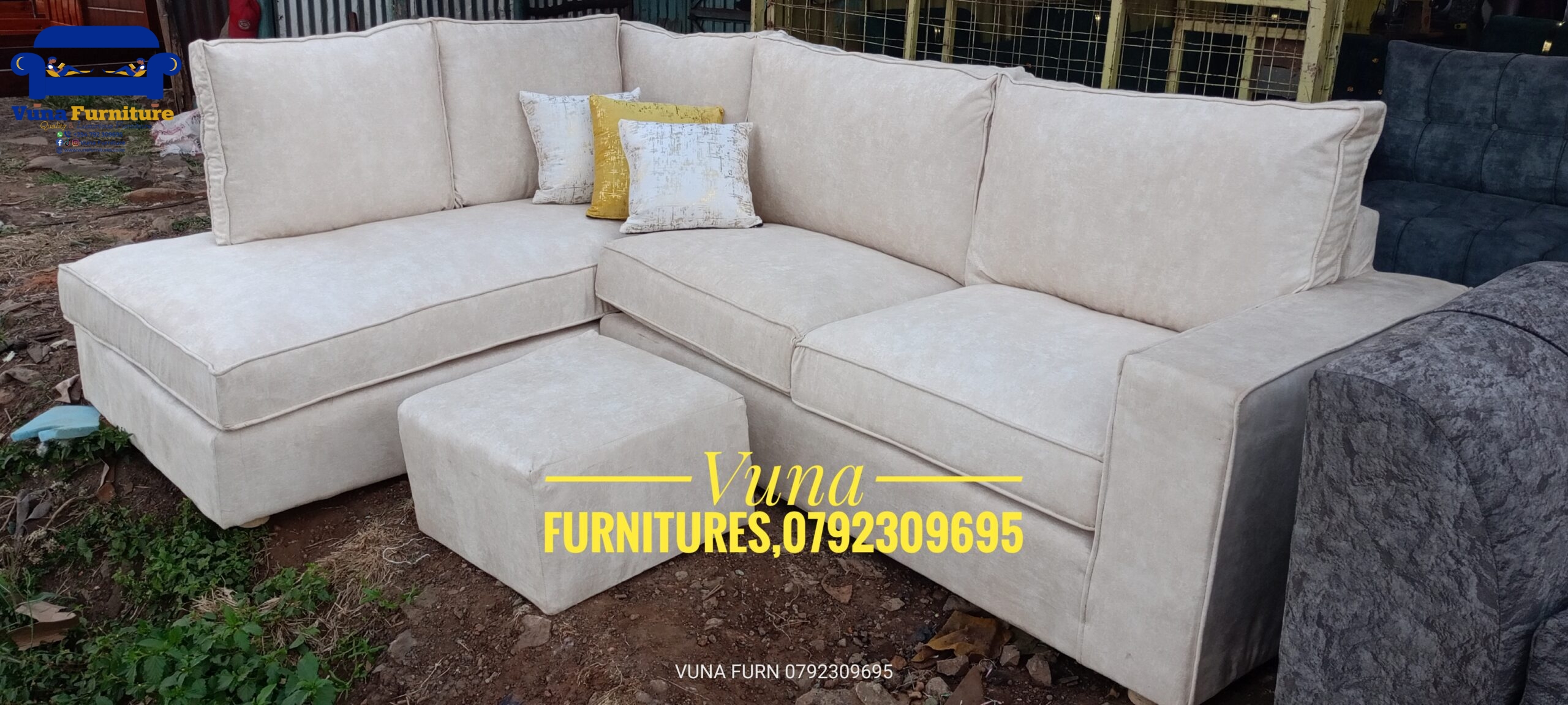 6-Seater Cream L-Shaped with high Density Cushion