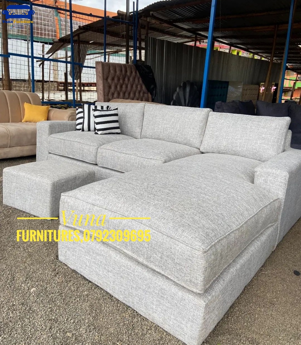 6-Seater Light Grey Side Arm L-Shape Sofa – Bouncy