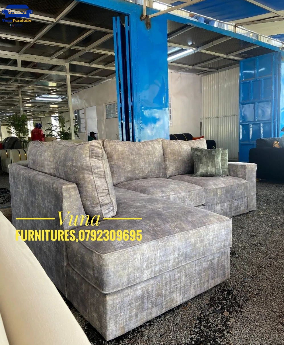 6-Seater Light Grey Spring Cushion L-Shape Sofa – Soft