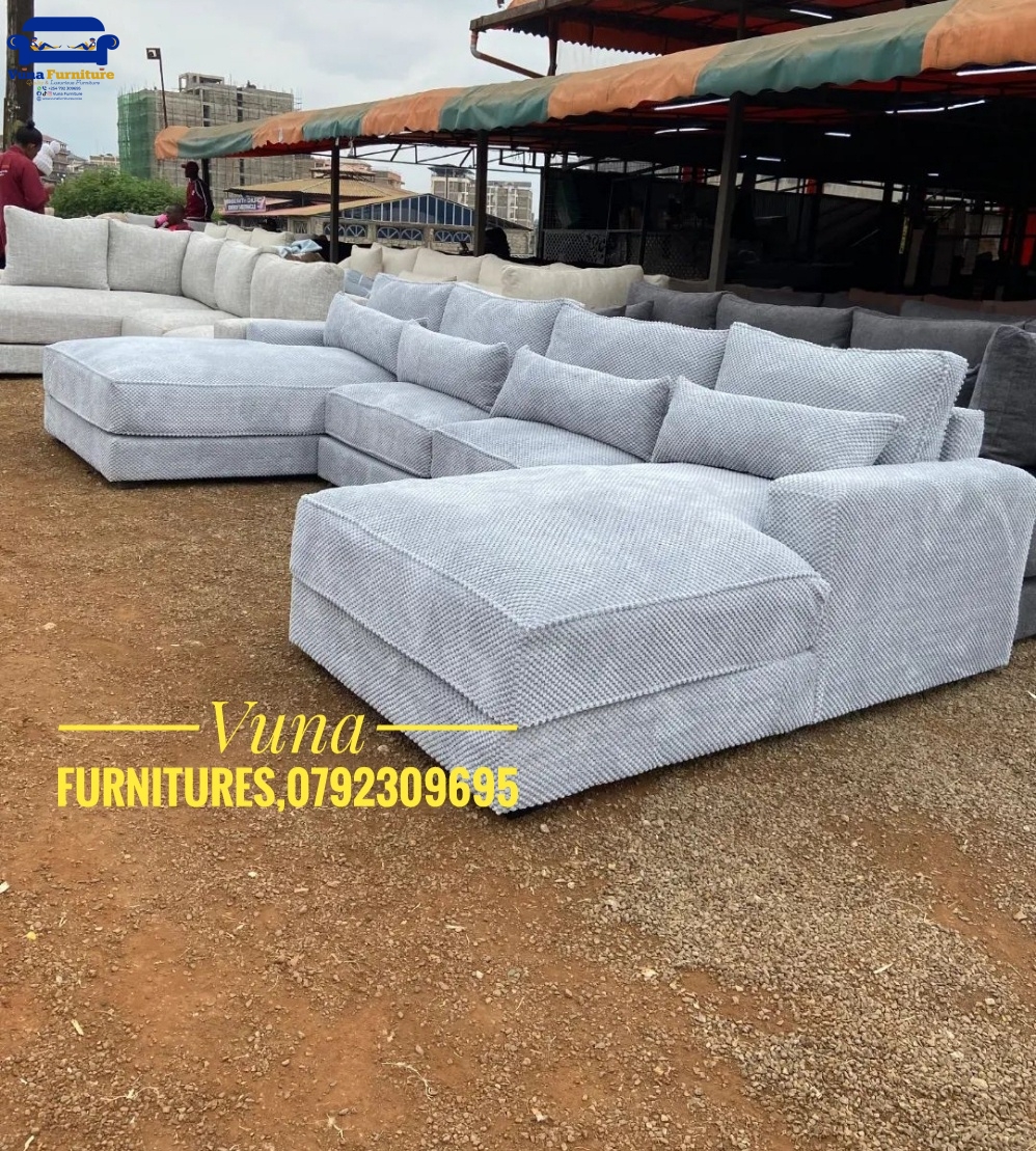 9-Seater Spring Cushion U-Shaped Sofa – 4 Lumbar Pillows