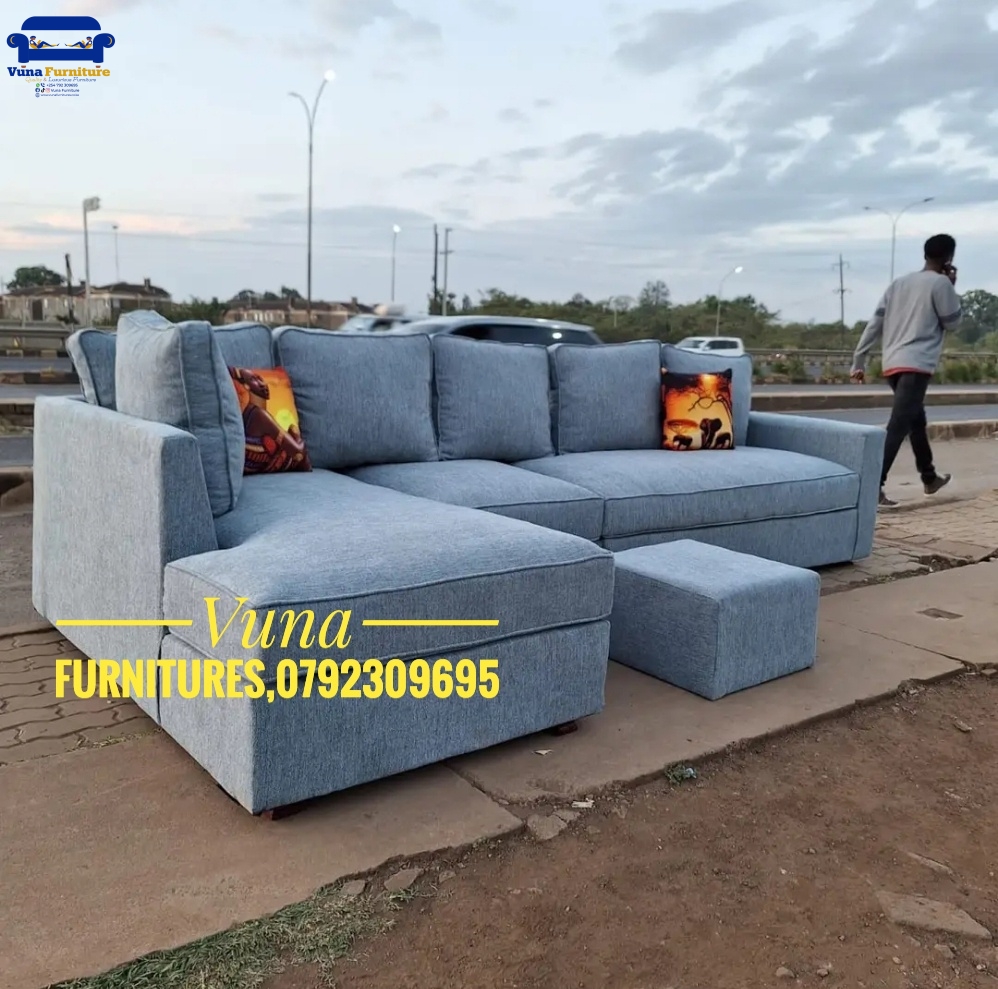 7-Seater Pure Fiber Ash Grey L-Shaped Sofa – Spacious