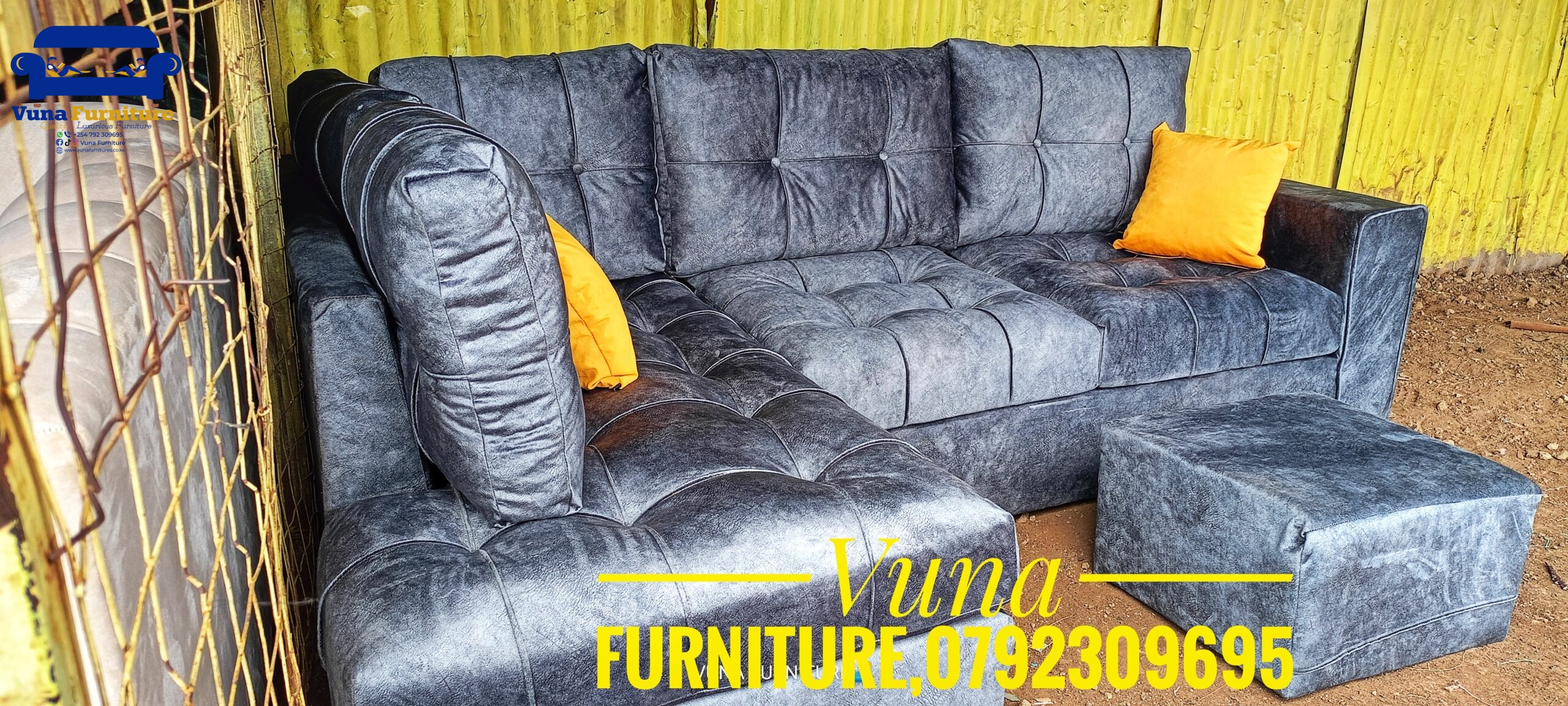 5-Seater Dark Grey Mini L-Shaped Sofa
